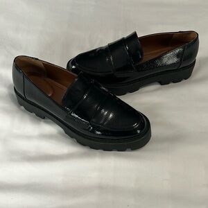Franco Sarto Black Patent Leather Lug Sole Brindy Loafers